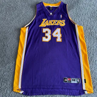 Photo of 100% Authentic Shaquille O'Neal Nike Y2K NBA Los Angeles Lakers Jersey 52 Purple