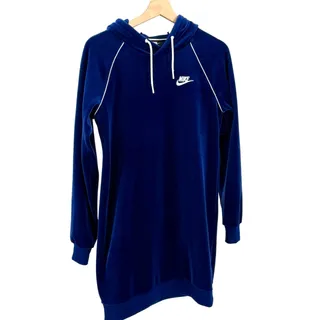 Photo of Nike Royal Blue Velour Drawstring Hooded Sweatshirt Dress