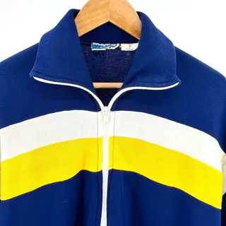 Photo of Vintage 80s Bravado Navy Yellow White Colorblock Track Jacket
