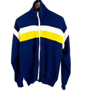 Photo of Vintage 80s Bravado Navy Yellow White Colorblock Track Jacket