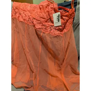 Photo of Auden Women’s Lace Trim Mesh Babydoll Chemise XS Coral NWT