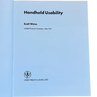 Photo of Handheld Usability Scott Weiss 1st Edition Hardcover MINT 2002 Wiley & Sons