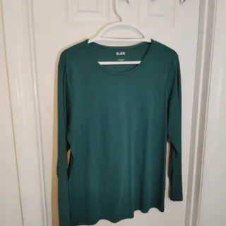 Photo of Blair Forest Green Top & Teal Space Dye Vest Set Women’s Large Excellent Estate
