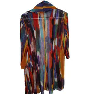 Photo of Creation Womens XL Open Front Cardigan Duster Kimono Jacket Multicolor Sheer 37"