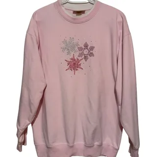 Photo of M&C Sportswear Women's Pink Embroidered Snowflake Sweatshirt Size XL