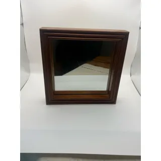 Photo of Vintage Square Wood Framed Wall Mirror - Deep Molded Frame - Sawtooth Hanger