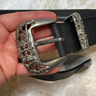 Photo of Vintage Express Compagnie Internationale goth leather belt by Linea Pelle