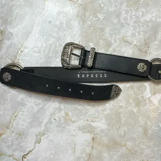 Photo of Vintage Express Compagnie Internationale goth leather belt by Linea Pelle