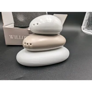Photo of Willow Collective Zen Balance Stacking Salt Pepper Set and Sauce Bowl in Box NEW