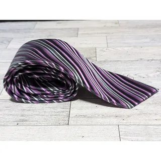 Photo of Geoffrey Beene Multicolor Purple And Black Diagonal Striped Silk Tie - 60" X 3"