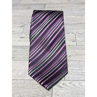 Photo of Geoffrey Beene Multicolor Purple And Black Diagonal Striped Silk Tie - 60" X 3"