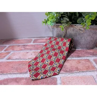 Photo of Kenneth Cole New York Silk Neck Tie Necktie Made USA Red Blue Copper Geometric