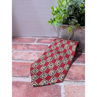 Photo of Kenneth Cole New York Silk Neck Tie Necktie Made USA Red Blue Copper Geometric