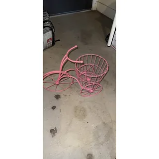 Photo of Pink Metal Tricycle Planter Basket