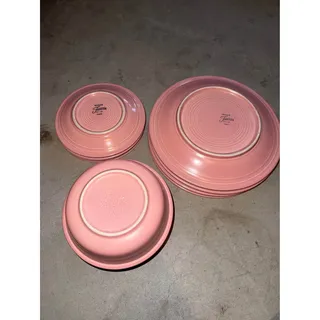 Photo of 12 vintage fiestaware pink plate & bowl set