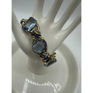 Photo of Unsigned Vintage Henkel & Grosse for Christian Dior Blue Rhinestone Bracelet 7"