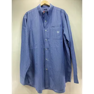 Photo of Y2K Vintage Chaps Blue White Striped Shirt Mens XXL 50-52