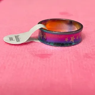 Photo of NEW Women's Ring Metallic Rainbow With Stars Stainless Steel Size 9.5