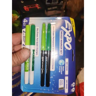 Photo of EXPO Mixed Marker Set  2 Wet Erase & 2 Dry Erase Fine Tip Markers 
