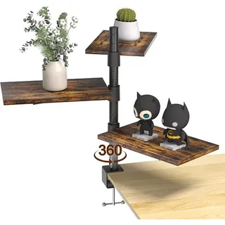 Photo of PawsWhirl 3 Tier Clamp On Desk Shelf Rotatable Tabletop Organizer Brown
