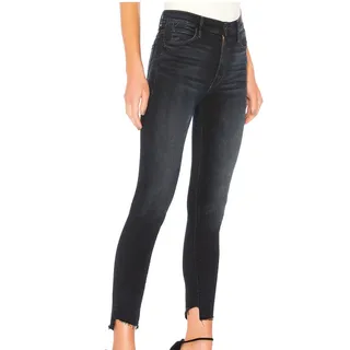 Photo of Mother The Stunner Zip Two Step Fray Last Call Dark Wash Skinny Jeans size 25