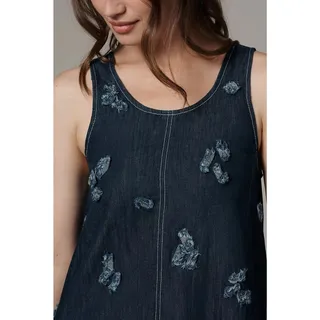 Photo of New Anthropologie The Keiko Embroidered Denim Mini Dress by Maeve $178 MEDIUM