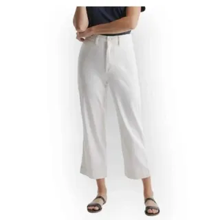 Photo of Quince Womens Organic Stretch Cotton Twill Wide Leg Crop Pant Size 27 Iv…