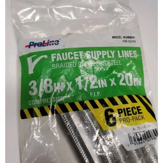 Photo of ProLine 3/8 Compression x 1/2 FIP x 20 in Stainless Steel Faucet Supply Line NEW