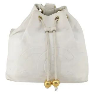 Photo of Chanel Leather Backpack White Gold