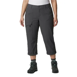 Photo of Columbia Dark Gray Cargo Nylon Cropped Mid Rise Capri Hiking Pants Pockets sz 12