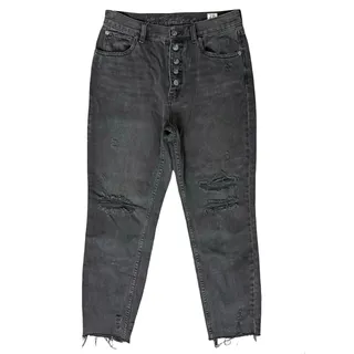 Photo of We The Free People Gray Charcoal Raw Hem Button Fly Distressed Ankle Jeans sz 28