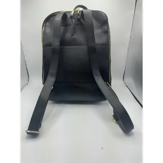 Photo of Moda Luxe Black Faux Leather Laptop Backpack Whipstitch Trim Fits 15"