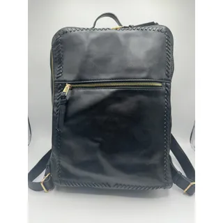 Photo of Moda Luxe Black Faux Leather Laptop Backpack Whipstitch Trim Fits 15"