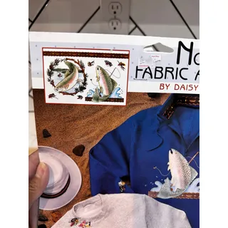 Photo of Daisy Kingdom 90a Gone Fishing No-Sew Fabric Applique kit vintage cabin lake