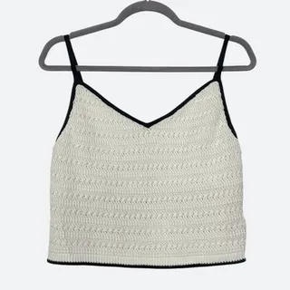 Photo of NWT Abercrombie & Fitch White & Black Contrast Knit Tank Top