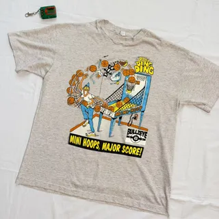 Photo of Vintage Arcade Basketball Game Bullzeye Bob Hoops T-Shirt - L