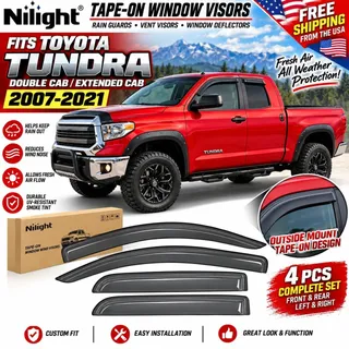 Photo of Window Visors 4PCS For 07-21 Toyota Tundra Double Cab Smoke Acrylic Rain Guard