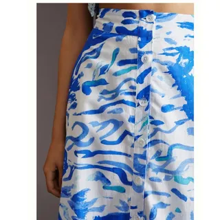 Photo of New Anthropologie Maeve A-Line Printed Maxi Skirt $130 SIZE 2 Blue Abstract