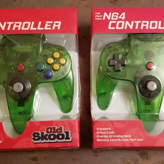 Photo of 2 N64 Controllers - Jungle Green (NEW) - Nintendo64 - Funtastic - Old Skool