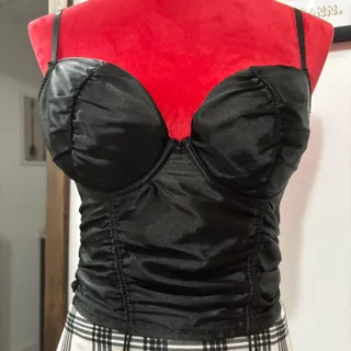 Photo of Black satin crop top corset