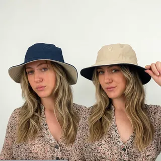 Photo of Reversible Navy Blue & Beige Bucket Hat
