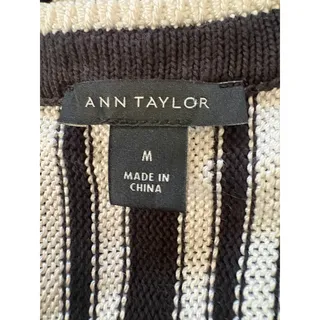 Photo of Ann Taylor M Striped Knit Fit Flare Midi Dress Cotton