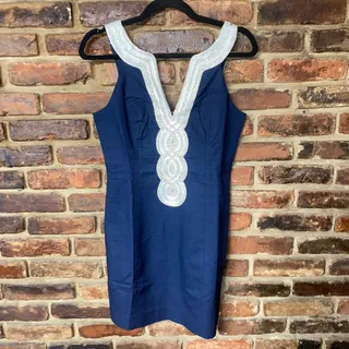 Photo of NWT Lilly Pulitzer True Navy Blue Valli Shift Mini Dress Women's Size 2
