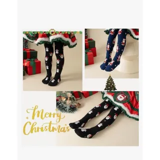 Photo of 2Pc Christmas Pantyhose, Girls Printed Pattern Stocking Christmas Elements