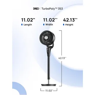 Photo of DREO Standing Oscillating Fan 38-42" Adjustable Quiet Remote Timer Black