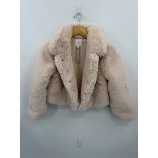 Photo of A Loves A Cream Faux Fur Girls Cropped Jacket Plush Party Winter Medium (8-10)