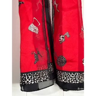 Photo of Liz Claiborne Scarf Red Black Leopard Print Novelty Motif Oblong 51"