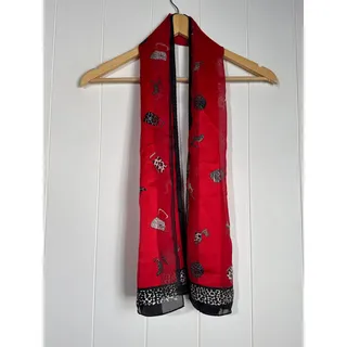 Photo of Liz Claiborne Scarf Red Black Leopard Print Novelty Motif Oblong 51"