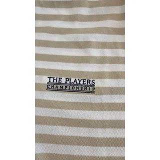 Photo of Vintage Cutter & Buck Tan & White Stripes Golf Polo The Players Mens Sz XL