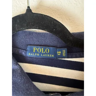 Photo of Polo by Ralph Lauren Navy & White Striped Polo with Red Pony 2x big nautical
